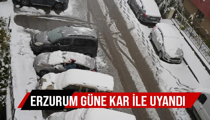 Erzurum güne kar ile uyandı