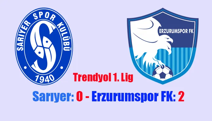 Trendyol 1. Lig: Sarıyer: 0 - Erzurumspor FK: 2